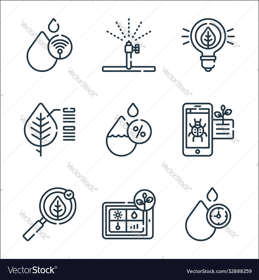 Smart farm line icons linear set quality Vector Image Smart farm line icons linear set quality