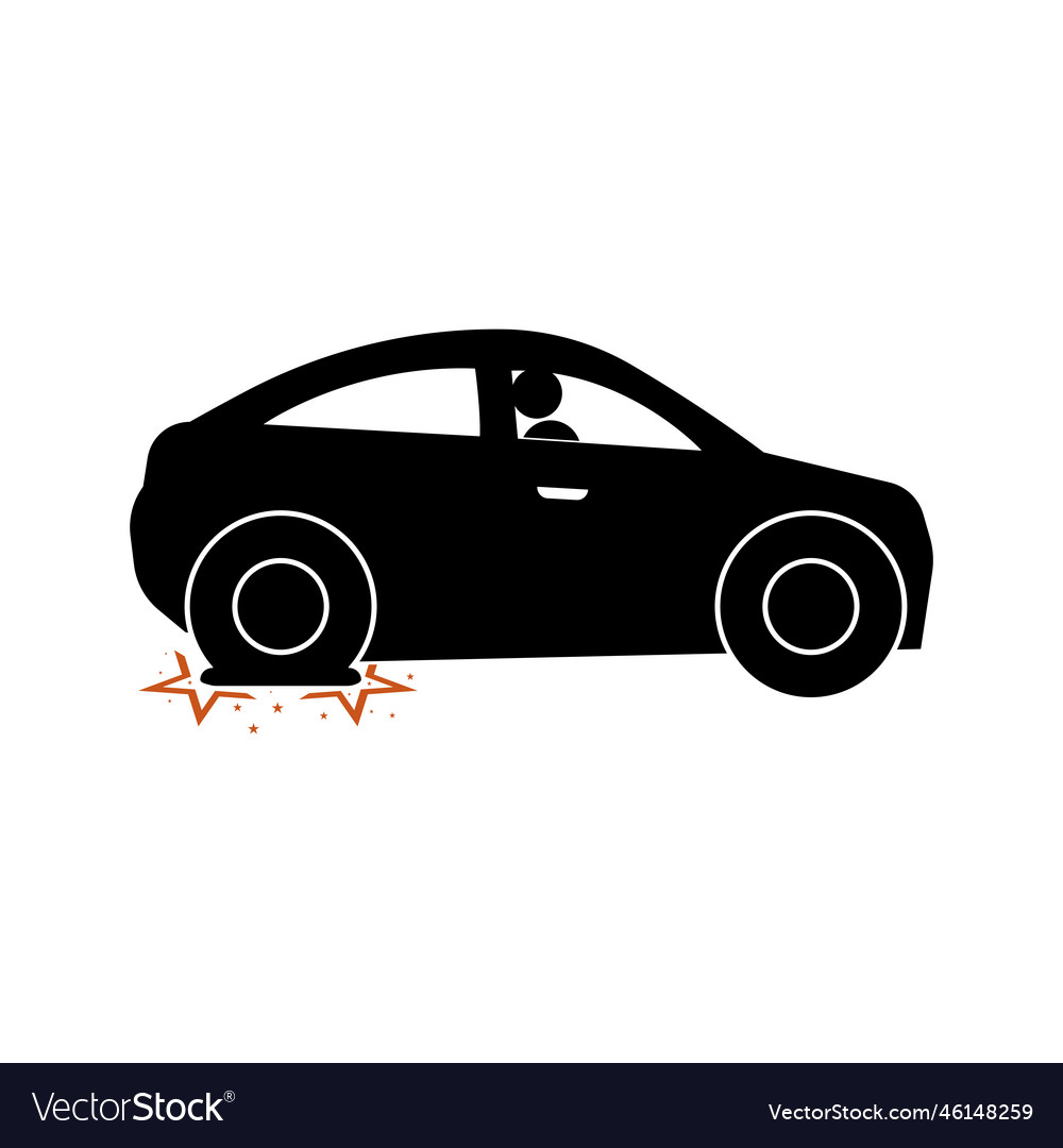 Tire burst car icon