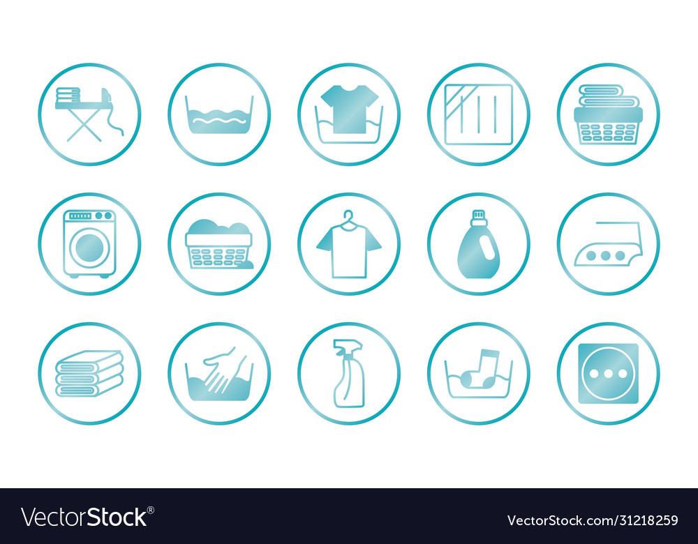 Washing machine and textile care icon set Vector Image