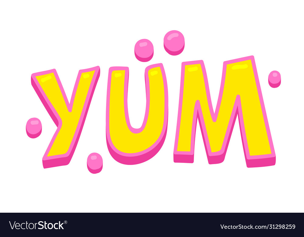 Yum banner with colorful pink and yellow Vector Image