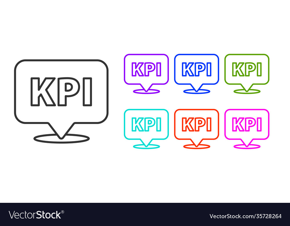 Black line kpi - key performance indicator icon Vector Image Black line kpi - key performance indicator icon