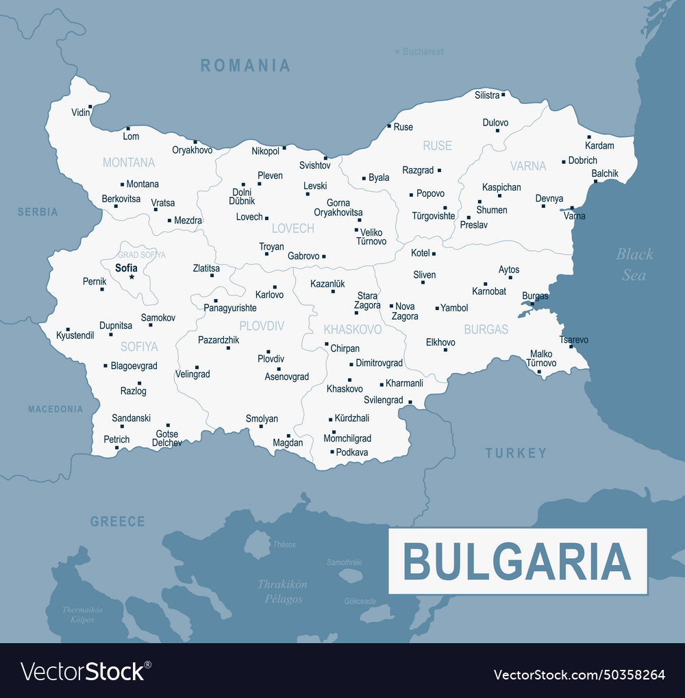 Bulgaria map detailed Royalty Free Vector Image