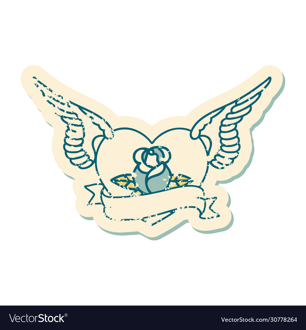 Distressed sticker tattoo style icon a flying