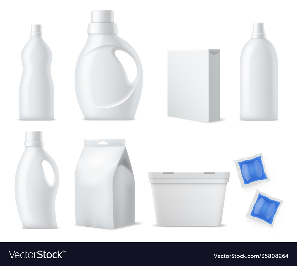 Laundry products mockup realistic clean white Vector Image