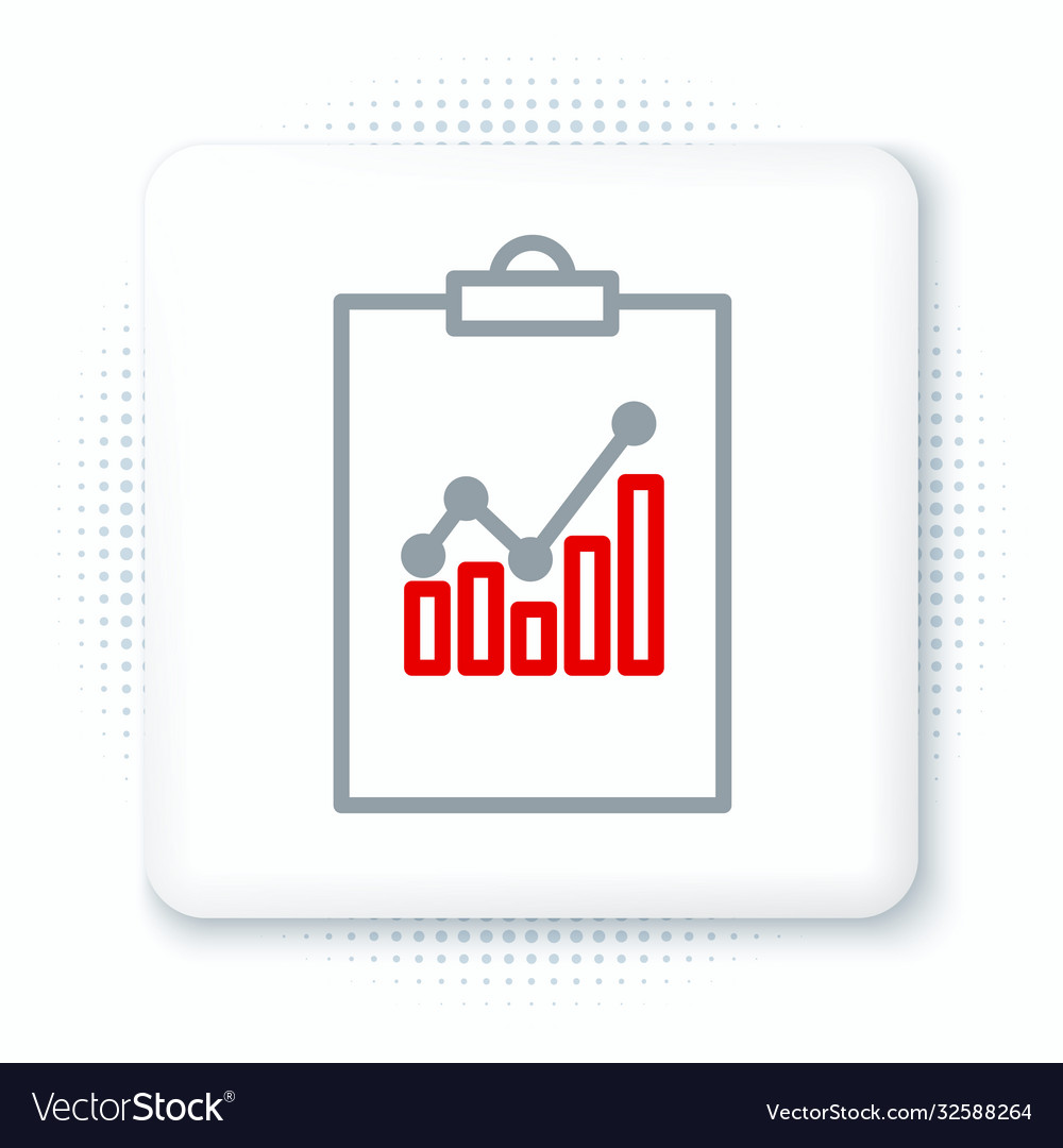 Line clipboard with graph chart icon isolated