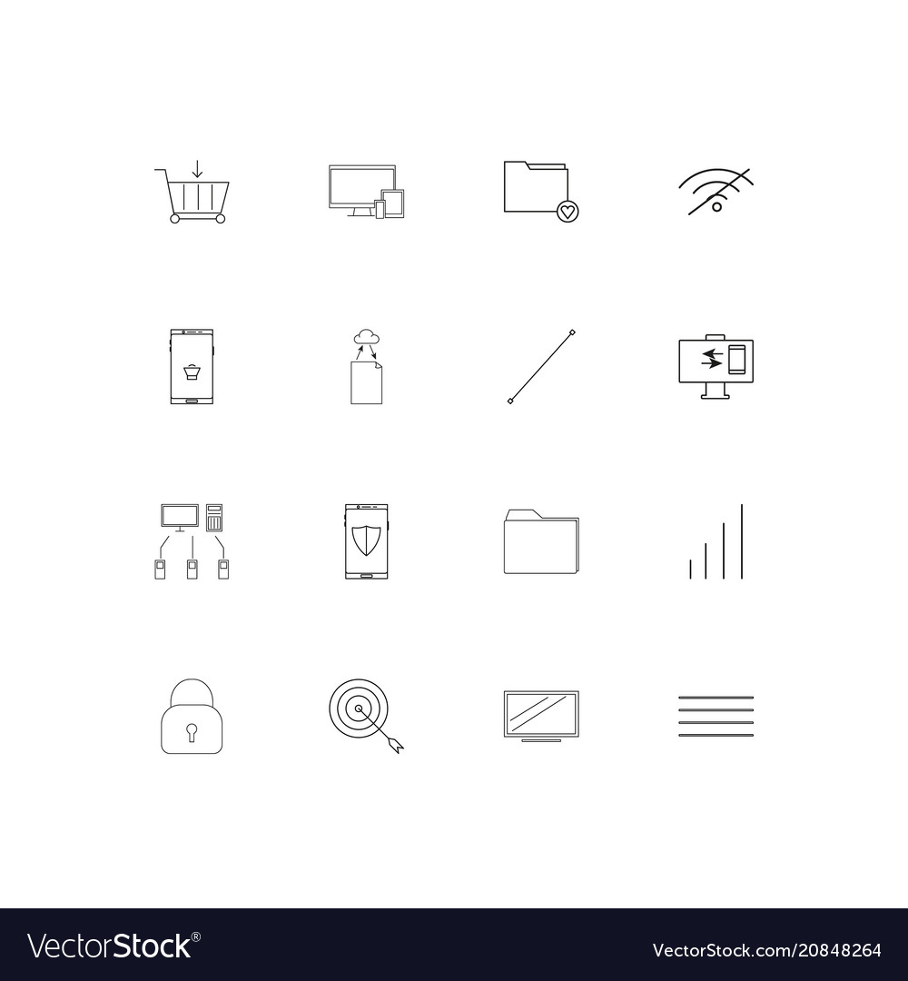 Network and database linear thin icons set