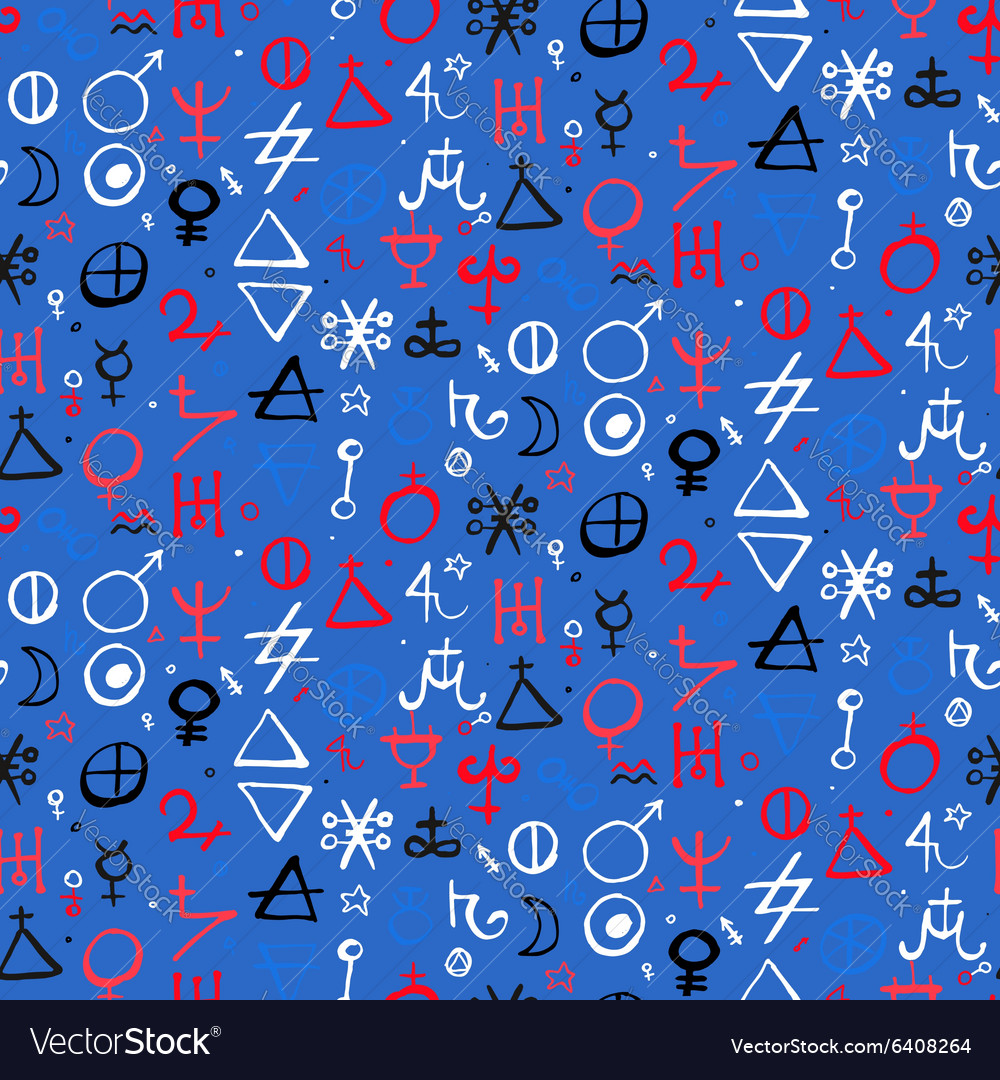 Pattern with alchemy symbols