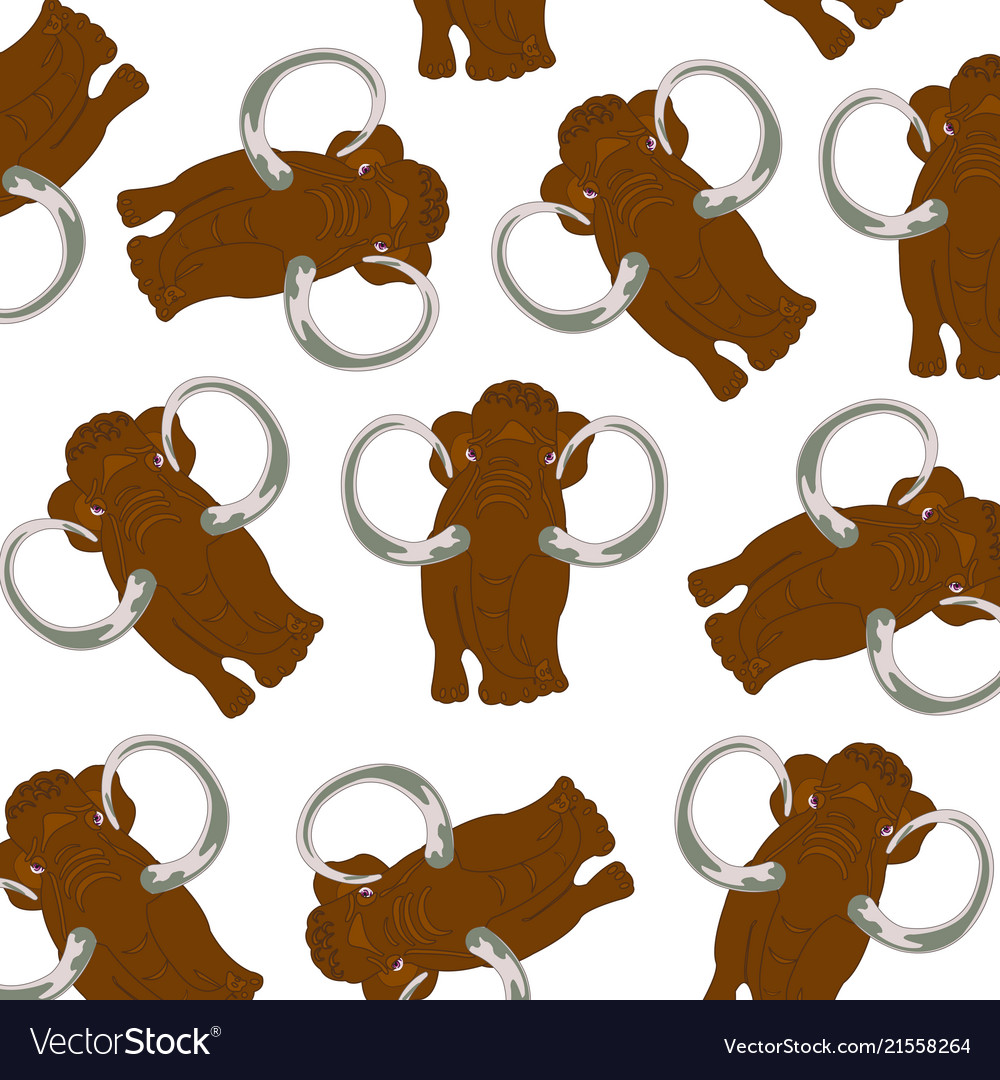 Prehistorical animal mammoth pattern on white