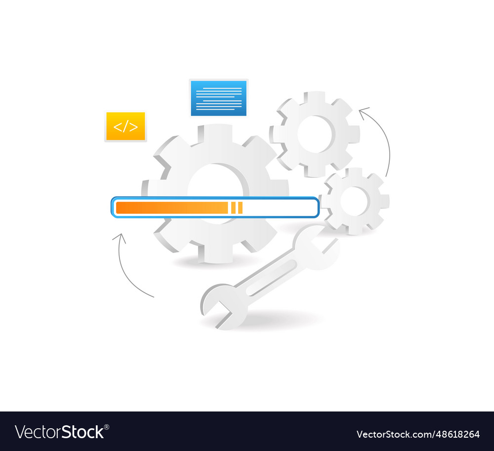 Process loading maintenance system vector image Process loading maintenance system