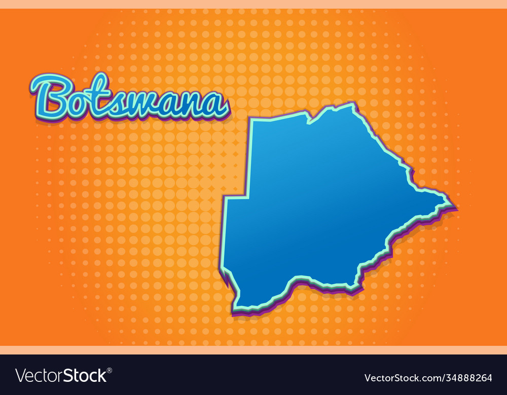 Retro map botswana with halftone background Vector Image Retro map botswana with halftone background