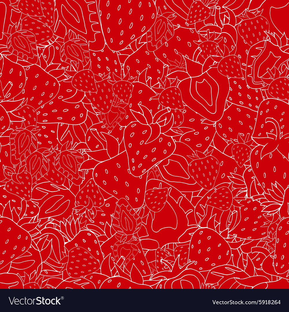 Seamless pattern set red strawberries