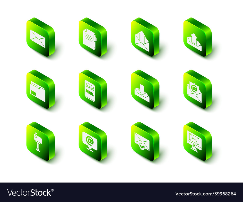 Set document and pen outgoing mail upload inbox vector image Set document and pen outgoing mail upload inbox