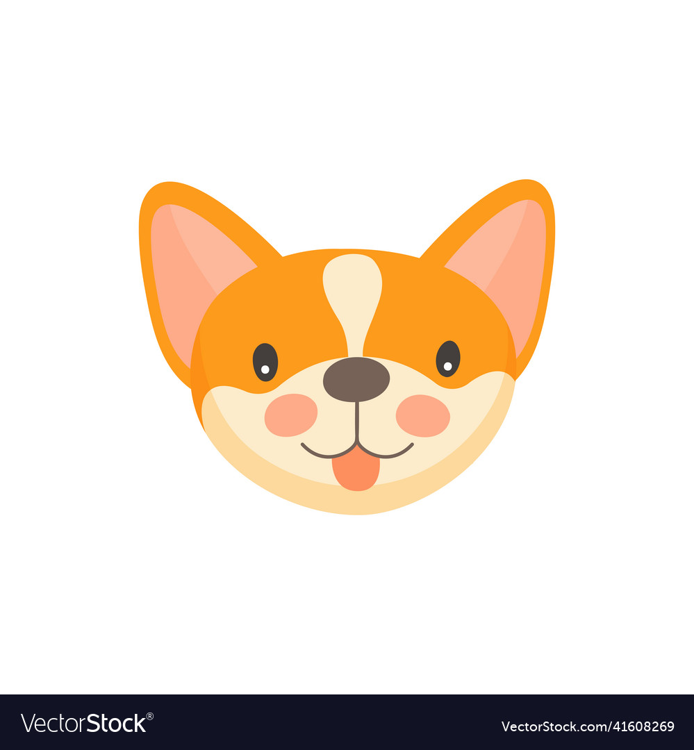 Cardigan welsh corgi hund pet face portrait islat vector image Cardigan welsh corgi hund pet face portrait islat