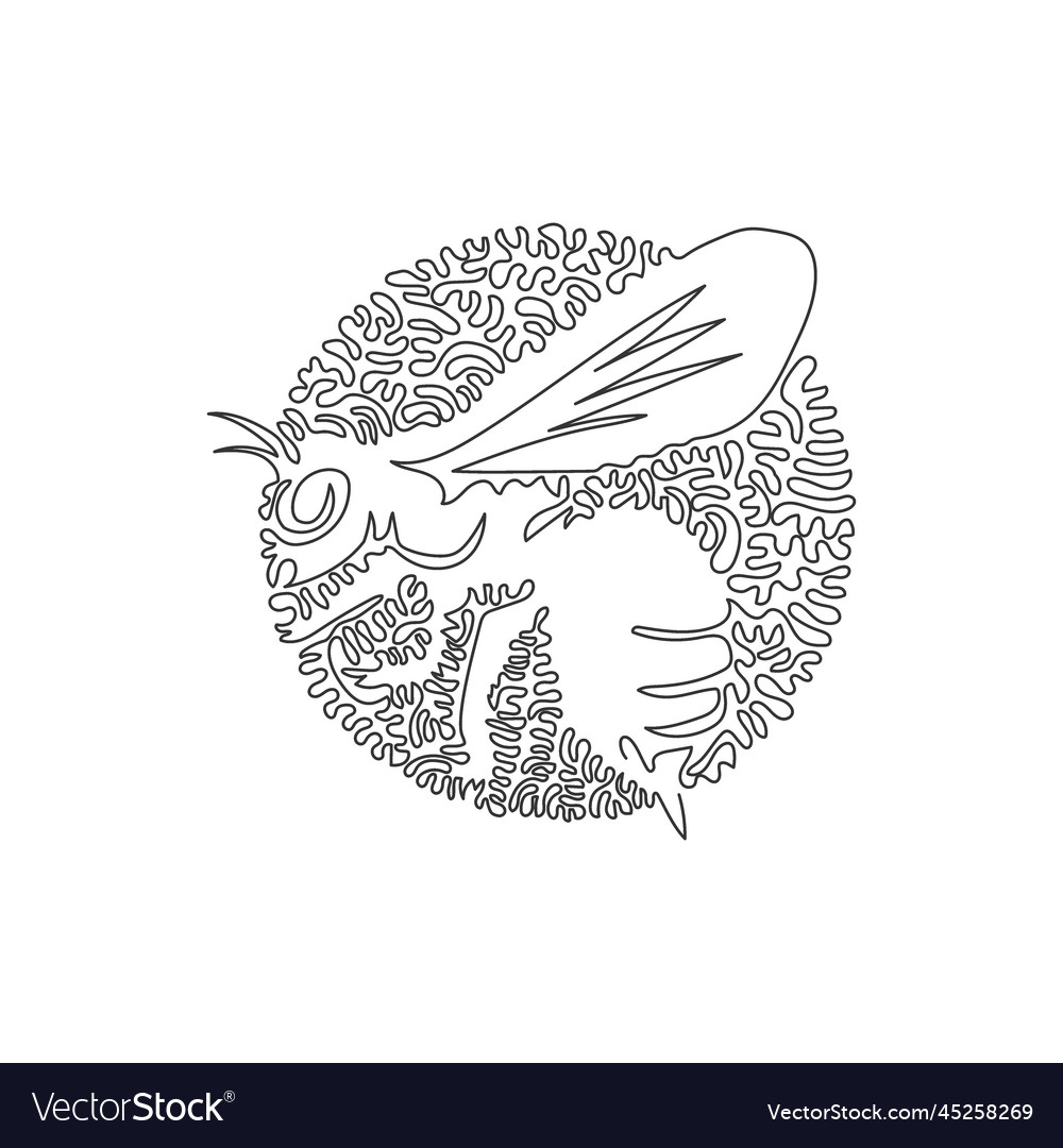 Continuous curve one line drawing of flying bee