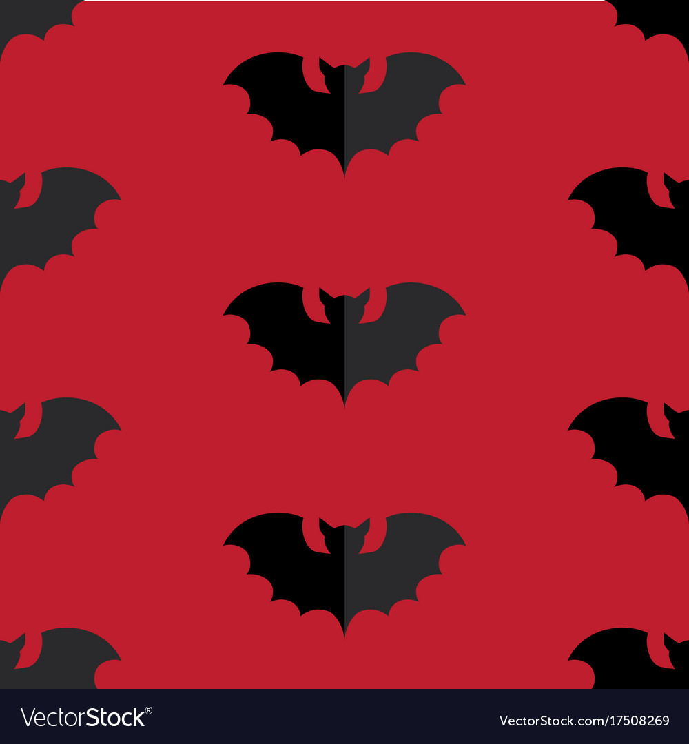 Halloween seamless pattern with black bat Vector Image