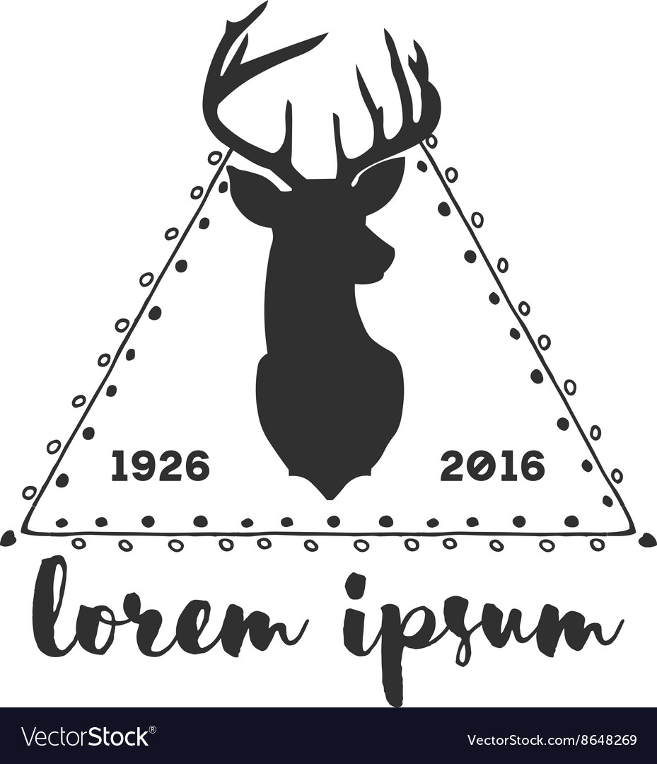 Hipster logo with silhouette of deer and twigs