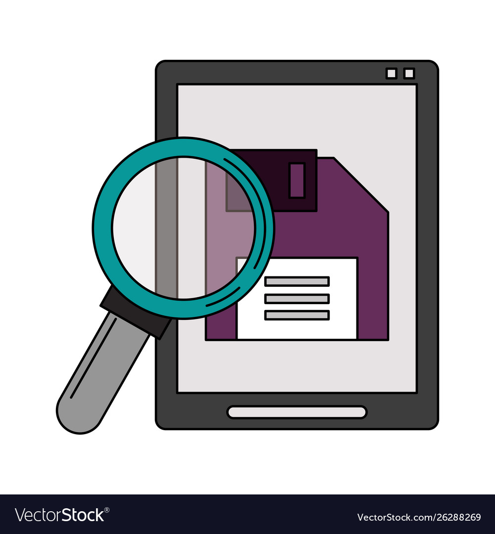 Magnifying glass checking system cartoon vector image Magnifying glass checking system cartoon