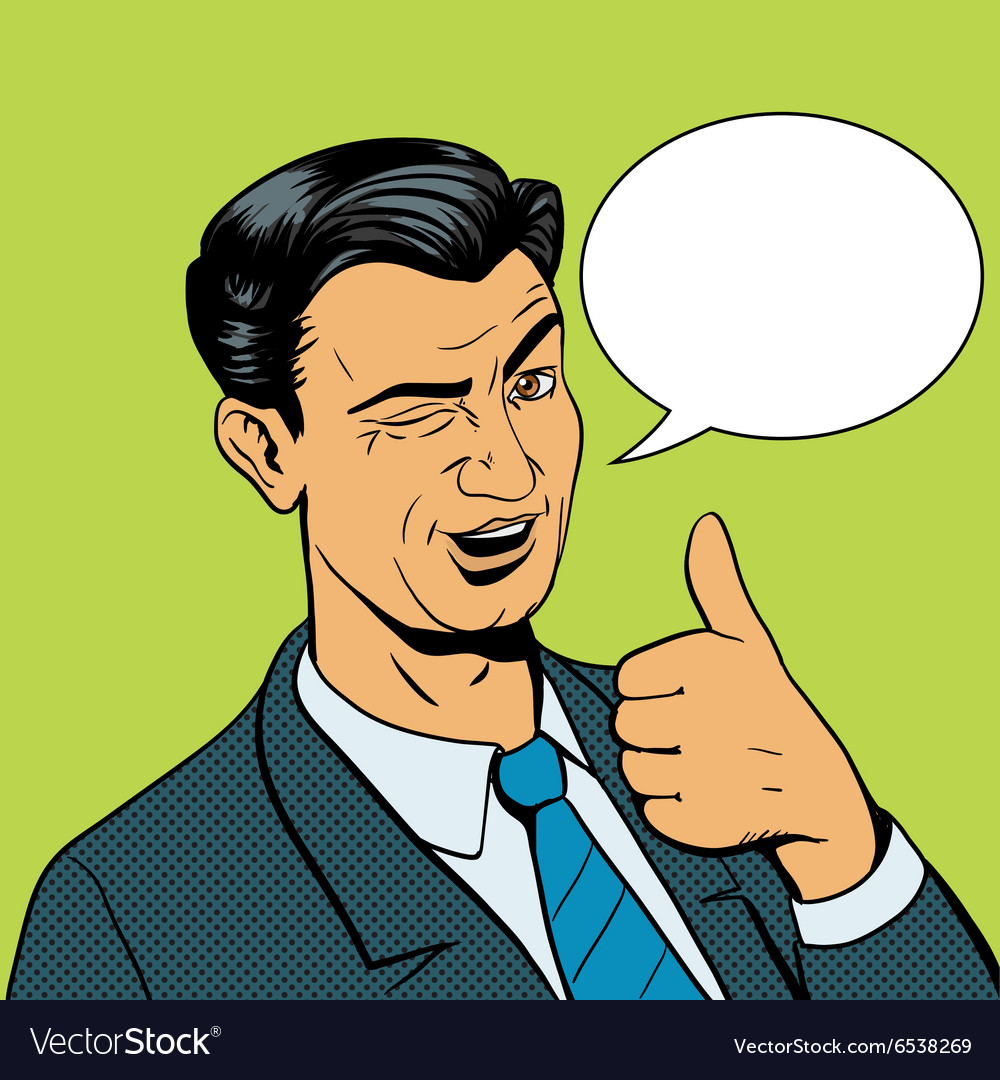 Man winks and shows good hand gesture Royalty Free Vector