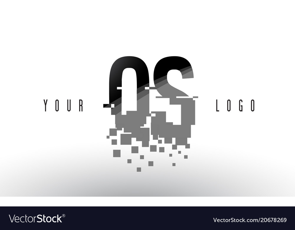 Qs q s pixel letter logo with digital shattered