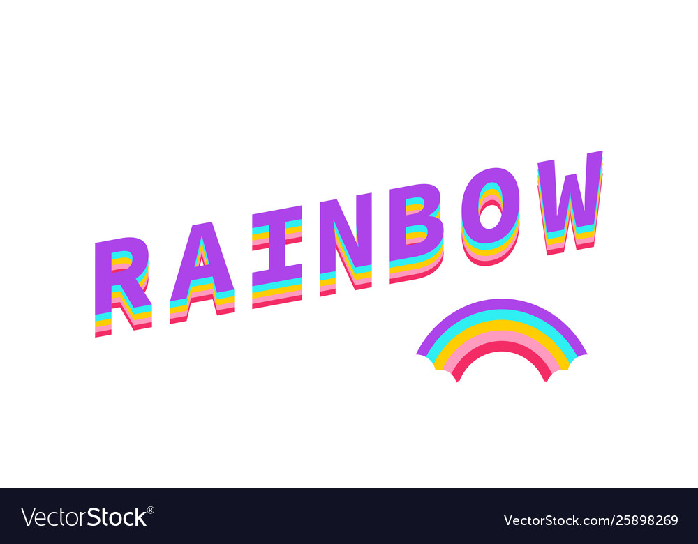 Rainbow color with text isolated