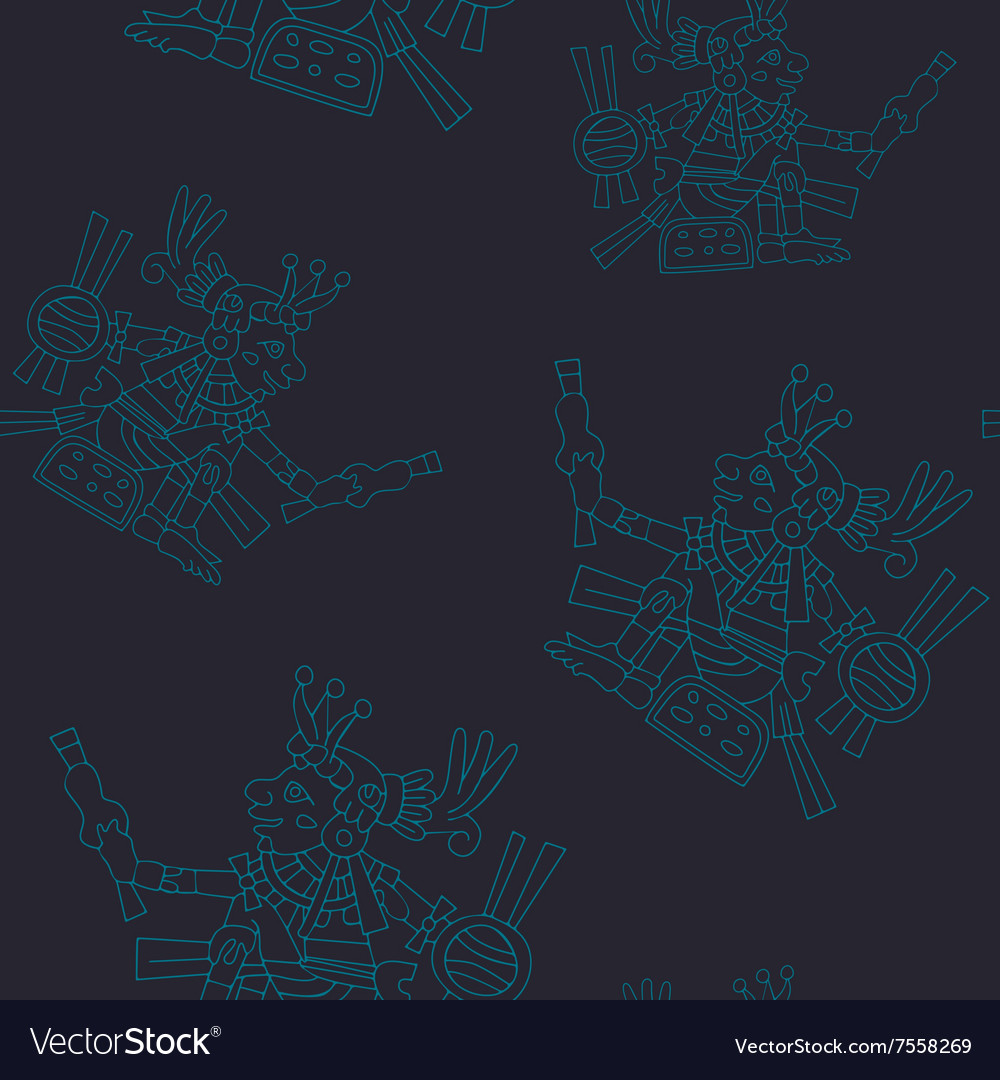 Seamless pattern with symbols from aztec codices