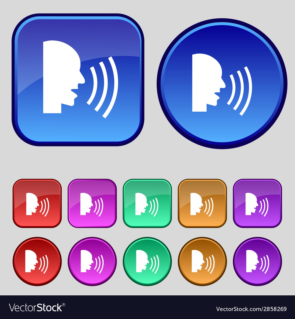 Talking flat modern web icon set colour button
