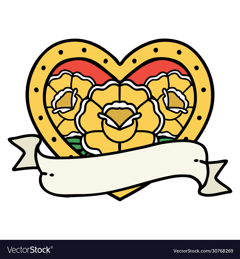 Traditional tattoo a heart and banner Royalty Free Vector