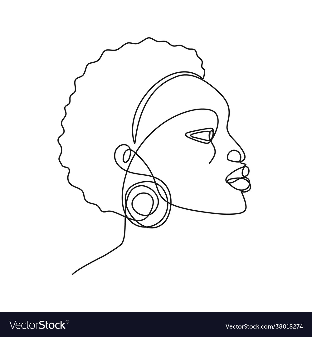 African woman continuous line portrait abstract vector image African woman continuous line portrait abstract
