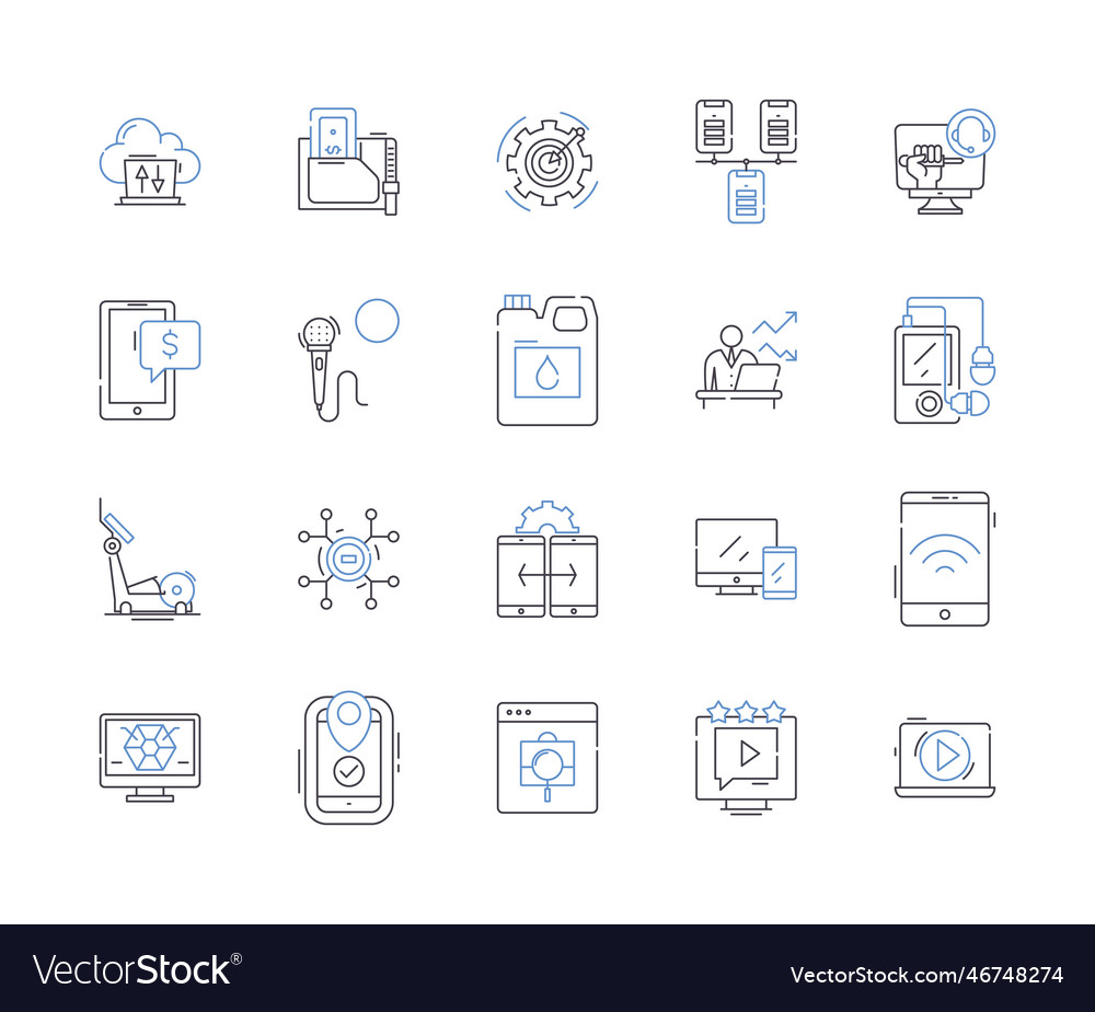 Appliances and computers outline icons collection Vector Image Appliances and computers outline icons collection