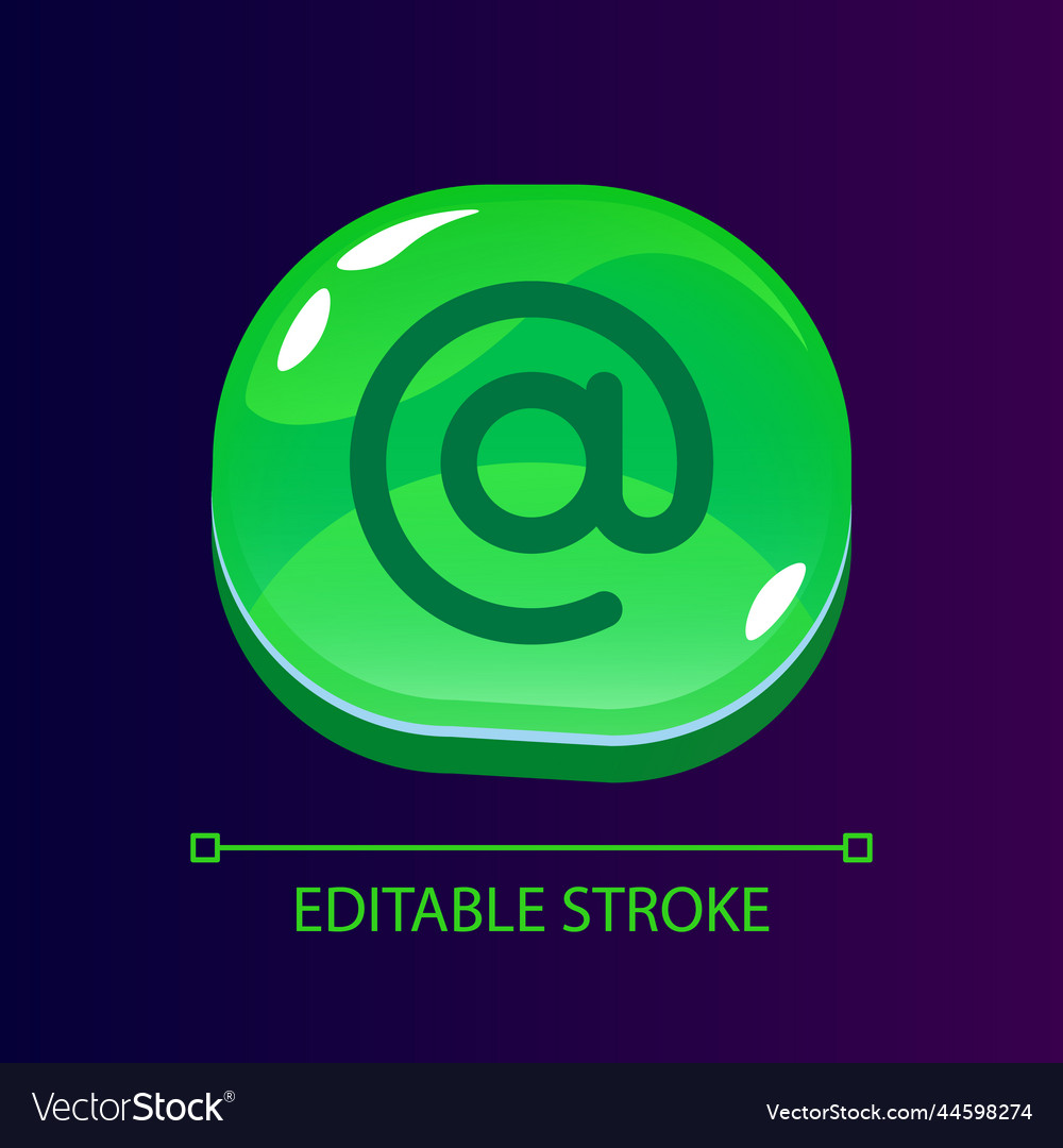 At sign glossy ui button with linear icon vector image At sign glossy ui button with linear icon