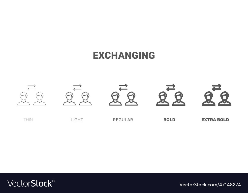 Exchanging icon thin regular bold and more style vector image Exchanging icon thin regular bold and more style