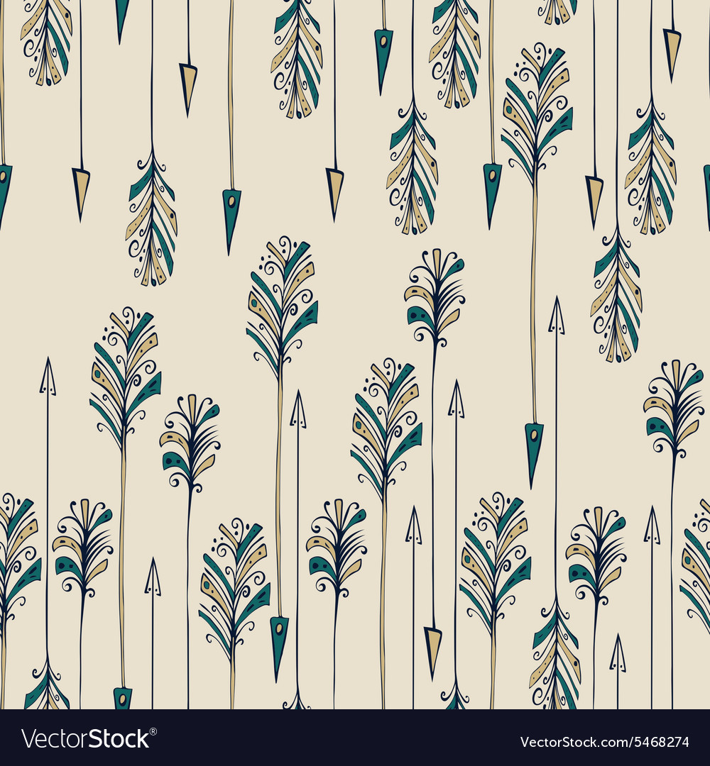 Feather arrow seamless pattern