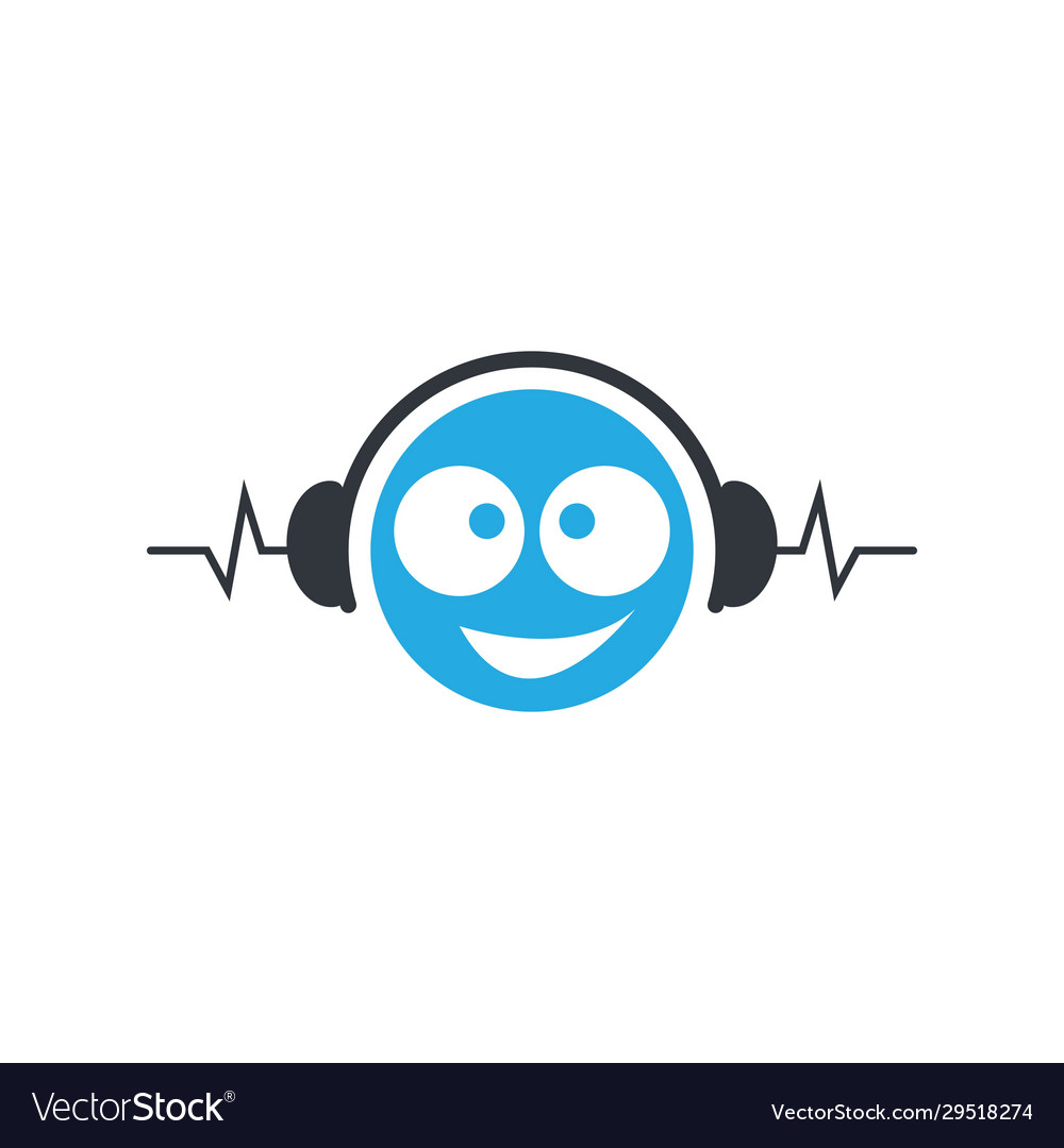 Listening Music Logo Template Icon Royalty Free Vector Image