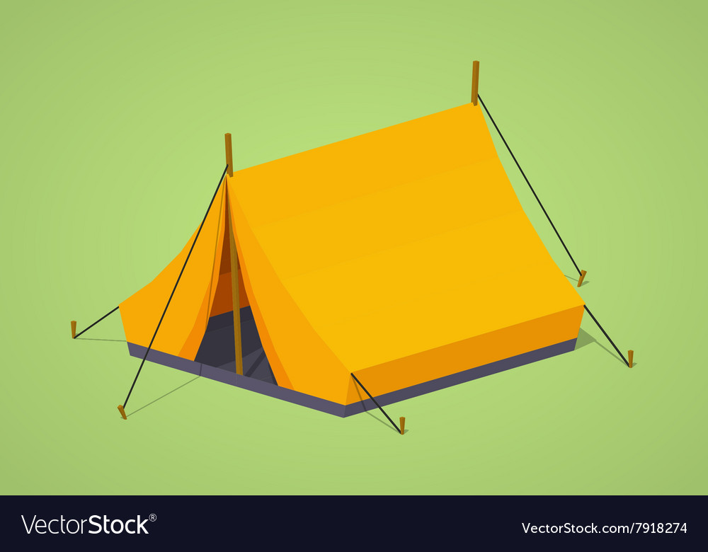 low poly orange camping