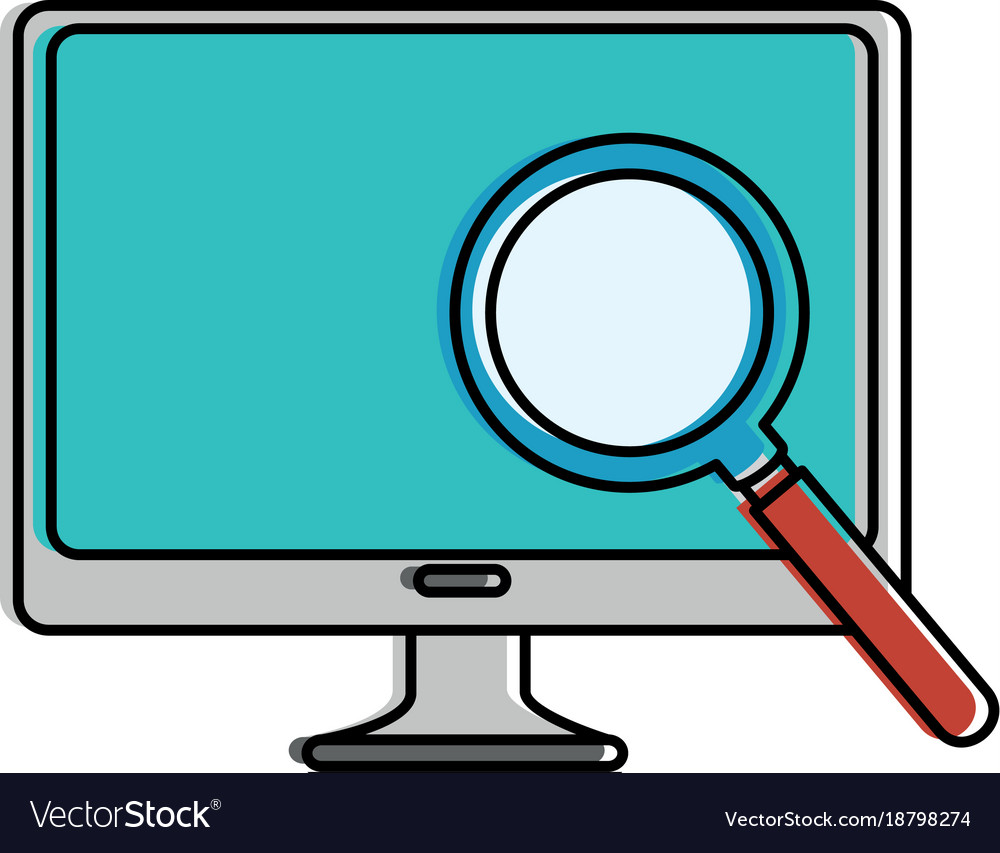 Monitor computer with magnifying glass