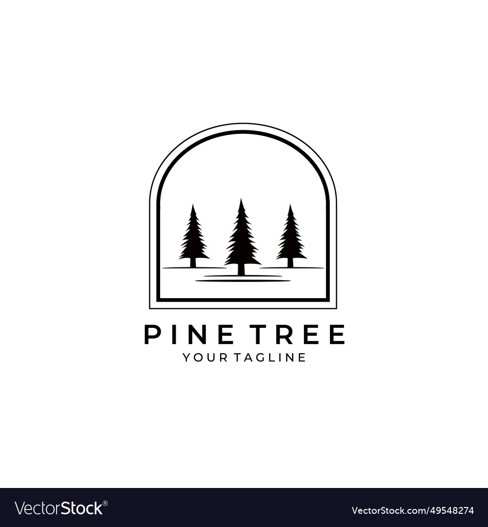 Pine Tree Nature Logo Vintage Symbol Design Vector Image