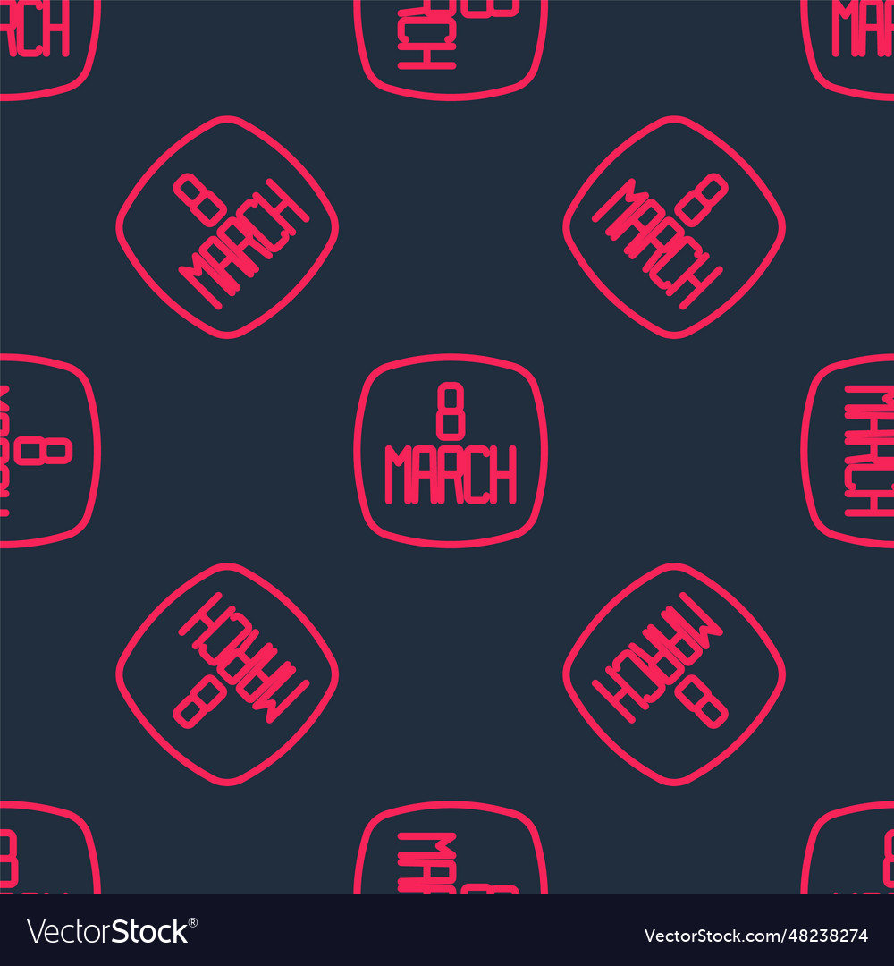 Red line 8 march icon isolated seamless pattern vector image Red line 8 march icon isolated seamless pattern