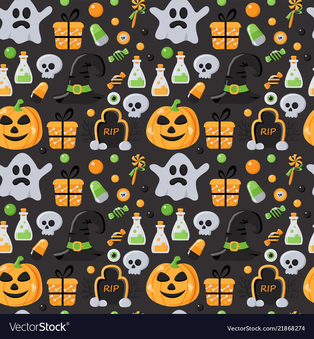 Seamless pattern with halloween elements Vector Image Seamless pattern with halloween elements
