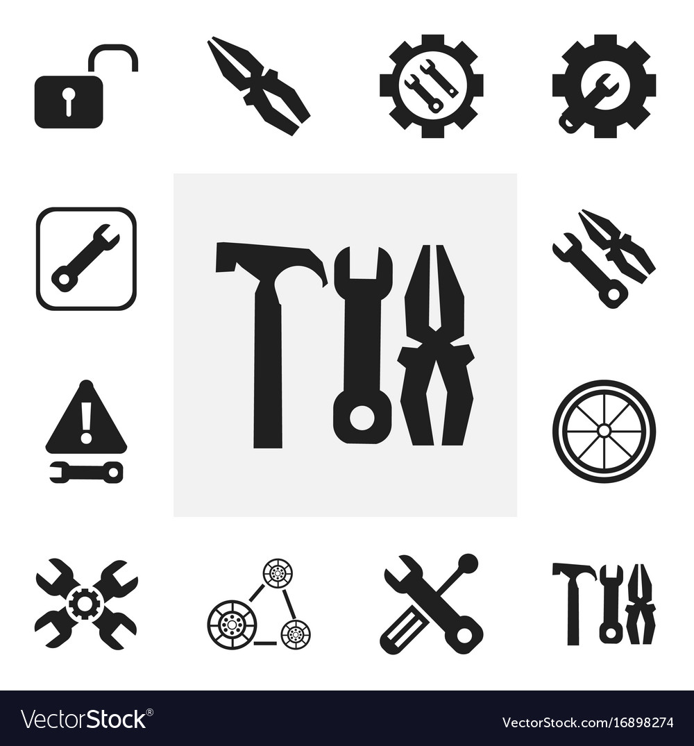 Set of 12 editable service icons includes symbols
