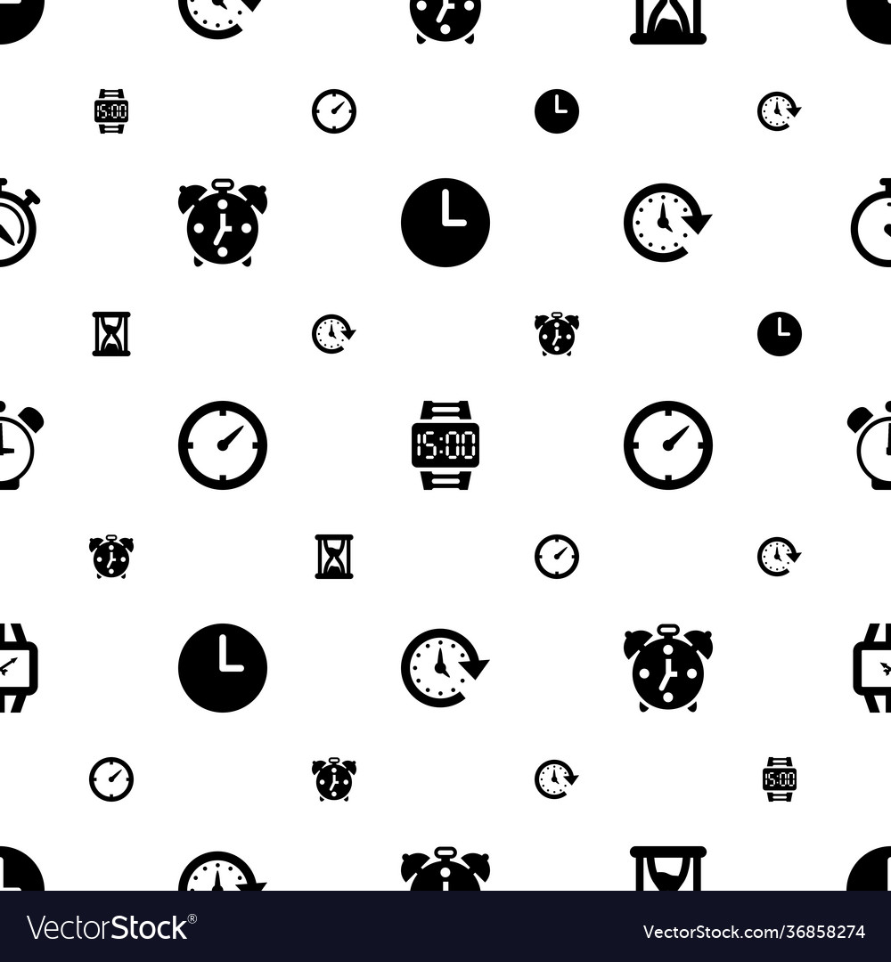 Timer icons pattern seamless white background