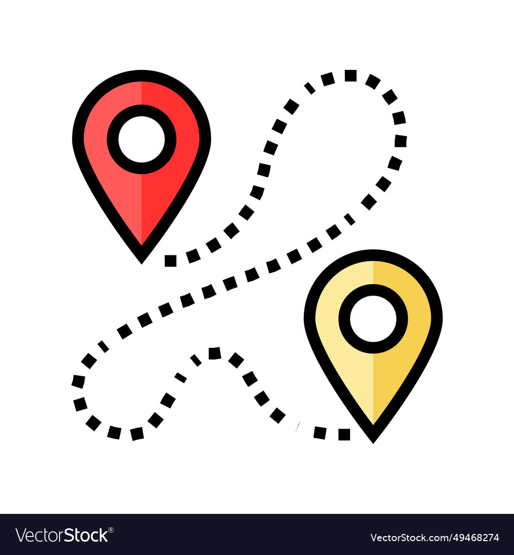 Track airplane pointer map color icon vector image Track airplane pointer map color icon