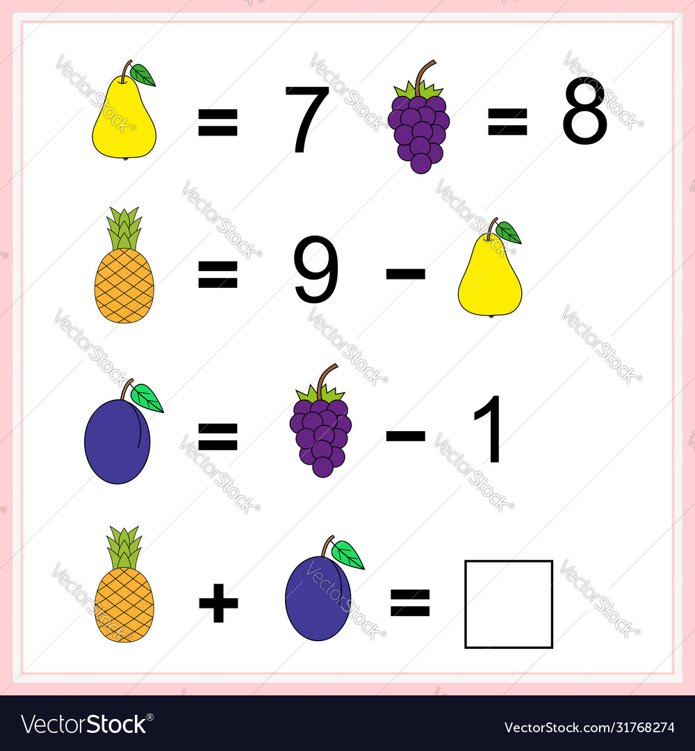 Worksheet mathematical puzzle game learning Vector Image