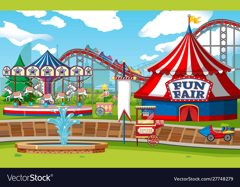 An outdoor funfair scene Royalty Free Vector Image