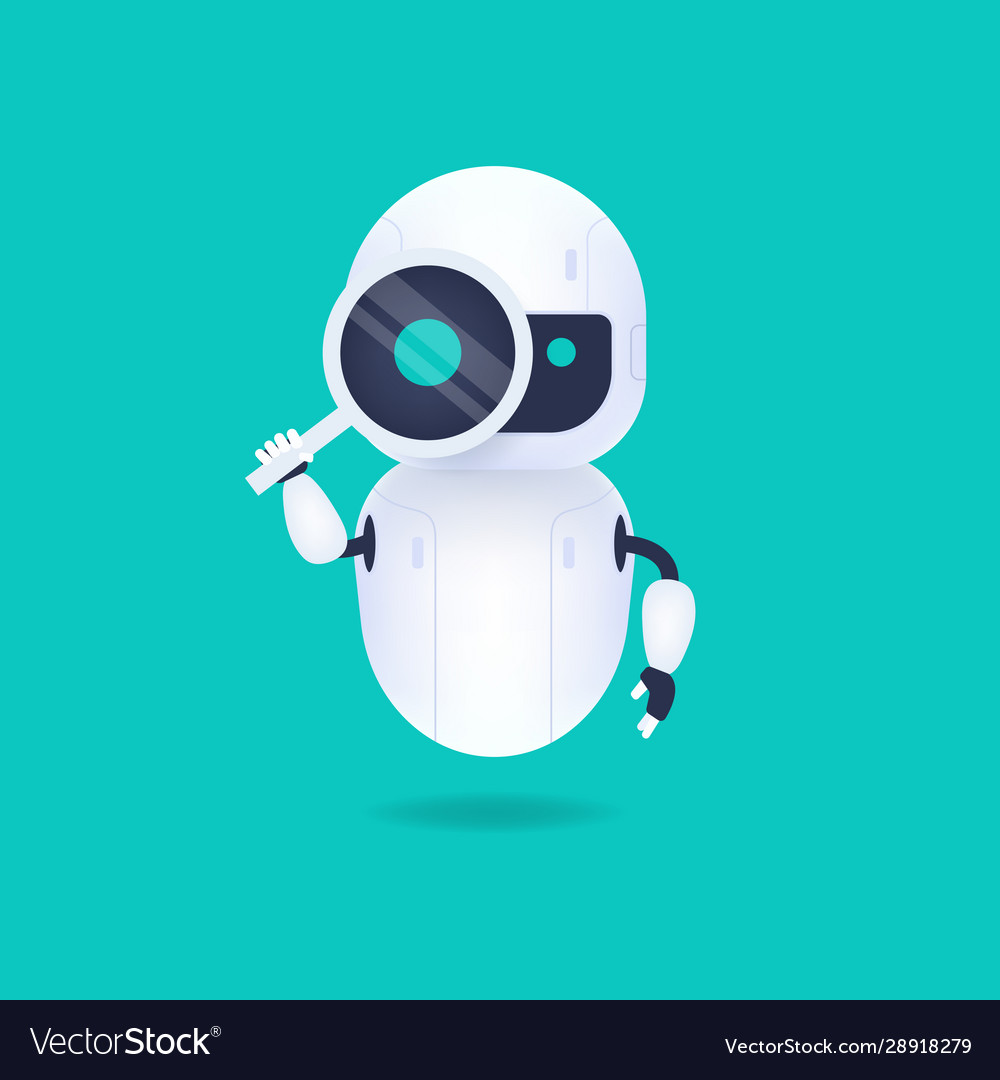 Android Robot with Magnifying Glass
