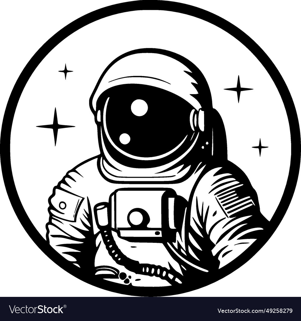 Astronaut - black and white Royalty Free Vector Image