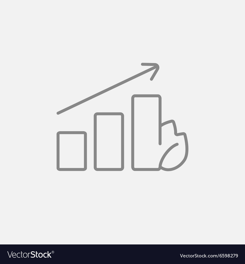 Bar graph with leaf line icon