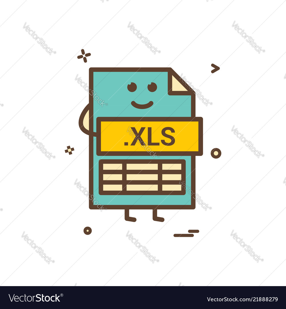 Computer xls file format type icon design vector image Computer xls file format type icon design