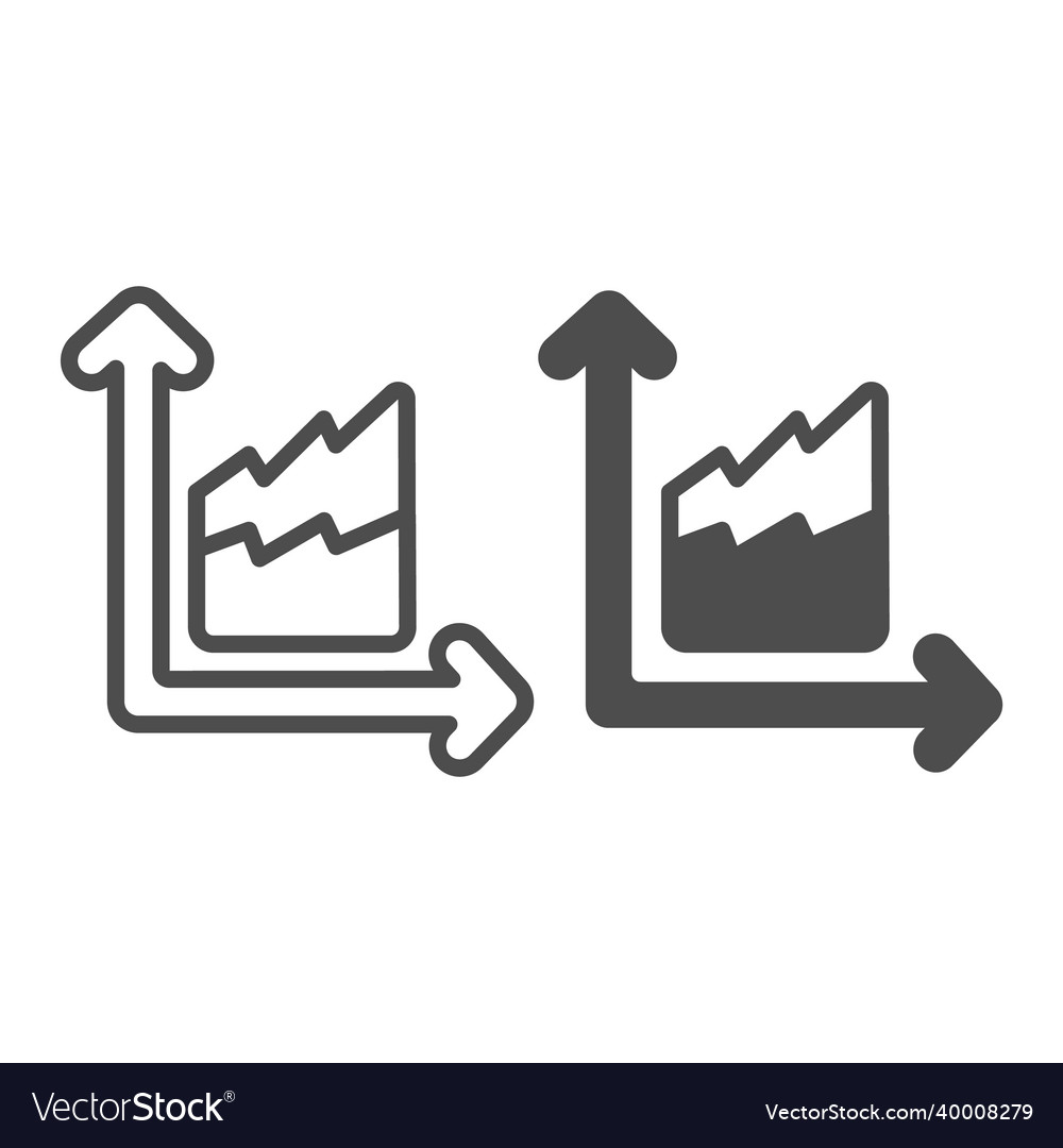 Dual chart with two growth curve line and solid vector image Dual chart with two growth curve line and solid