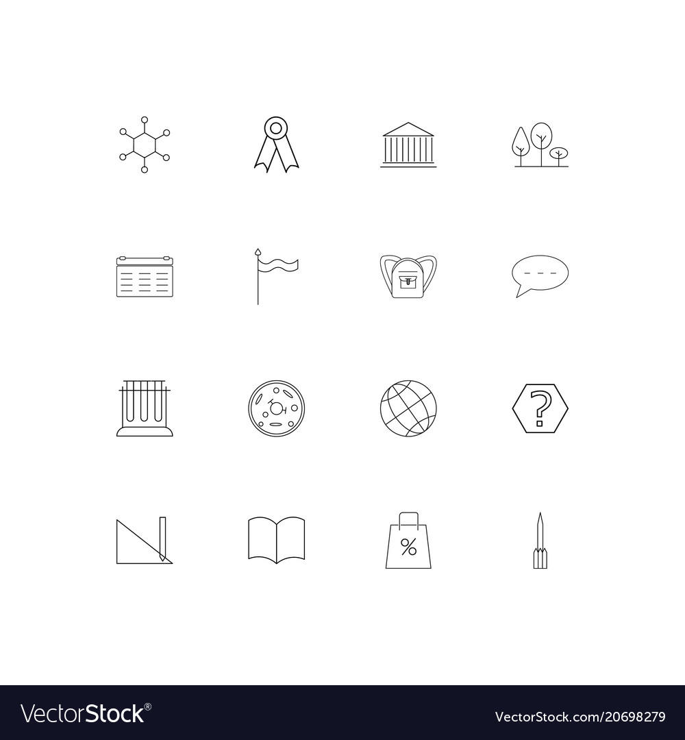 Education and science simple linear icons set