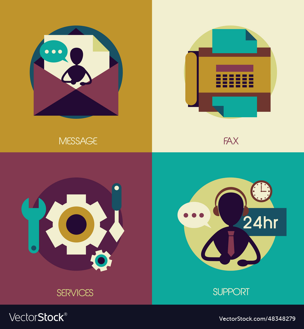 Flat design for customer service concepts vector image Flat design for customer service concepts